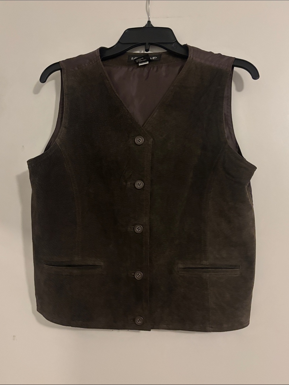 Vintage Savannah Dark Brown Suede Button Front Vest